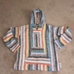 EARTH RAGZ Baja Joe Mexican hoodie size SMALL boho beach surfing Mexican hoodie